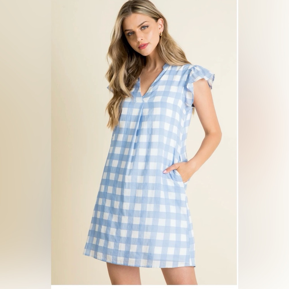 THML Blue and White Plaid dress